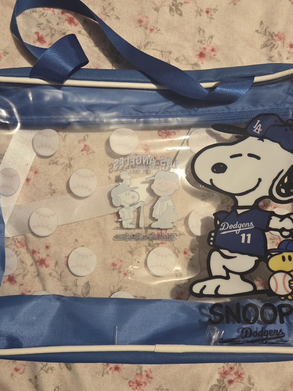 Peanuts Snoopy Clear Blue Dodgers Tote Bag